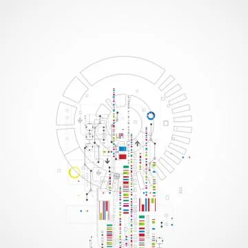 Abstract technology background with various technological elements Stock Illustration