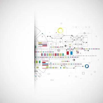 Abstract technology background with various technological elements Stockillustratie