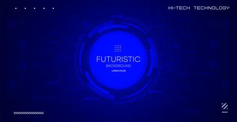 Abstract technology background with various technological elements. Hi Tech D Illustrazione stock