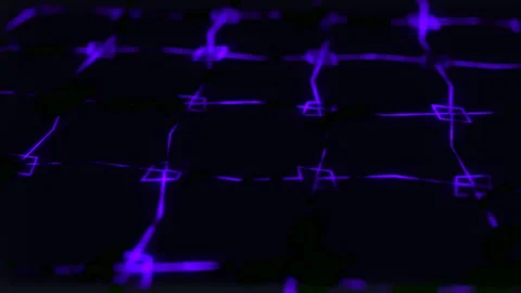 Abstract technology background of violet lines on black background with bokeh Stock Footage 268854249