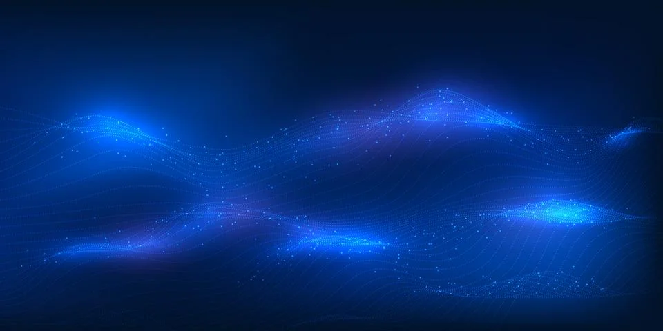 Abstract Technology Background, Wave Data Flow, Data Lines, Network Connect.. Stock Illustration