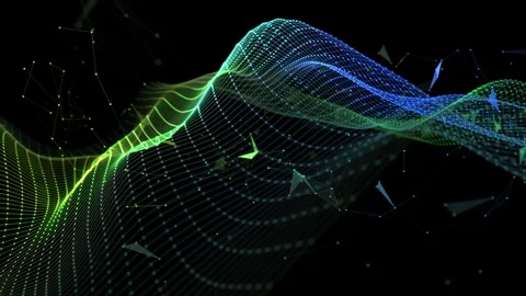 Abstract technology background with wavy color grid. Analytics data algorit.. 库存影片 333303343