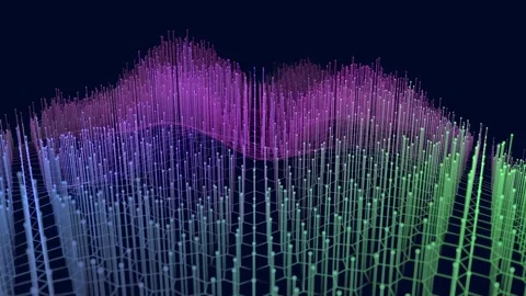 Abstract technology background wavy hexagonal grid  with lines on dark. Ana.. Stock Footage 347503258