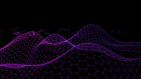 Abstract technology background with wavy  hexagonal grid on dark. Analytics.. Stock Footage 348047522