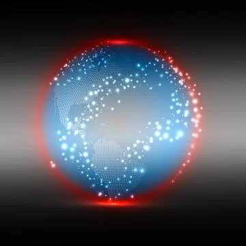 Abstract technology background with world globe, dark design vector illustration 스톡 일러스트