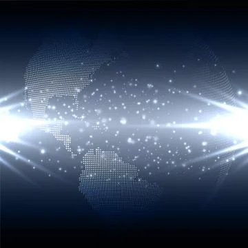 Abstract technology background with world globe, dark design vector illustration Stockillustratie