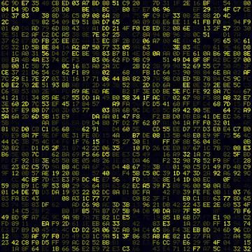 Abstract Technology Background. Yellow filled hexademical pairs background... Stock Illustration