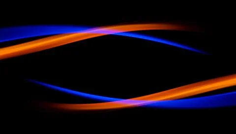 Abstract technology banner design. Digital neon orange and blue lines on black Stock Illustration