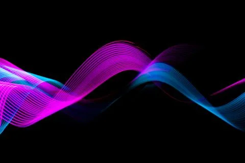 Abstract technology banner design. Digital neon lines on black background. 스톡 사진