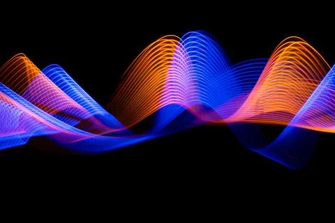 Abstract technology banner design. Digital neon lines on black background. 스톡 사진