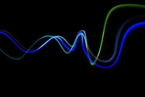 Abstract technology banner design. Digital neon lines on black background. 스톡 사진