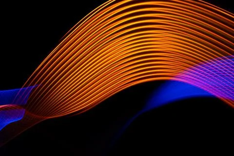 Abstract technology banner design. Long exposure, light painting. Vibrant 스톡 사진