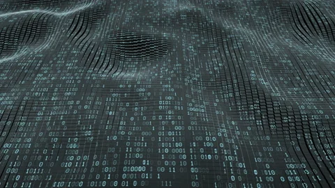 Abstract technology big data background - data blocks flowing in large waves Видео 171263043