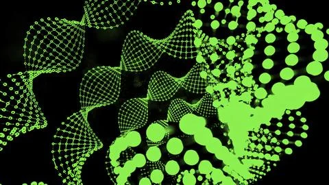 Abstract technology big data background. Design. Spinning dotted spirals on a Stock Illustration