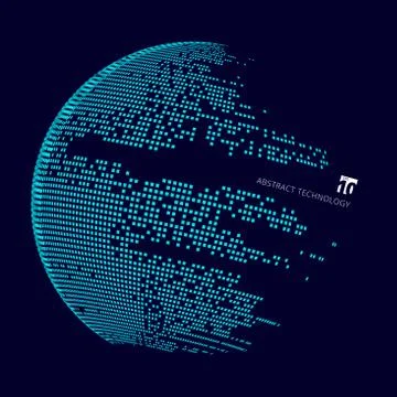 Abstract technology big data map of the world. Squares pattern wrapping of th Illustrazione stock