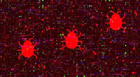 Abstract Technology Binary Code Dark Red Background. Cyber Attack, Ransomwa.. 스톡 일러스트