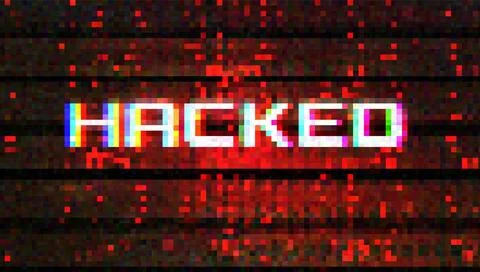 Abstract technology binary code red background with title Hacked Stock Illustration