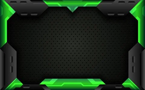 Abstract technology black and green gaming banner background Illustrazione stock