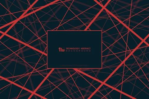 Abstract technology black tech red line elements on dark blue background. Stock Illustration