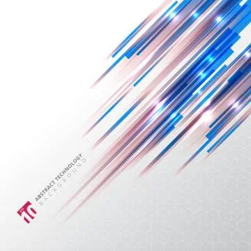Abstract technology blue and red color oblique lines with lazer lighting effe Illustrazione stock