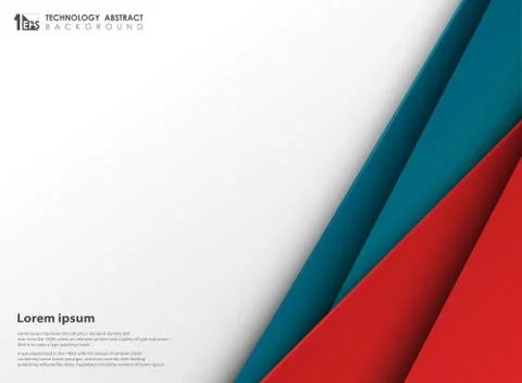 Abstract technology blue and red colors paper cut with white copy space. Stock Illustration