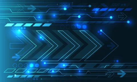 Abstract technology blue arrow circuit cyber direction geometric power digital Stock Illustration