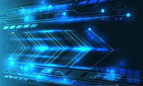 Abstract technology blue arrow circuit cyber direction geometric power digital Illustrazione stock