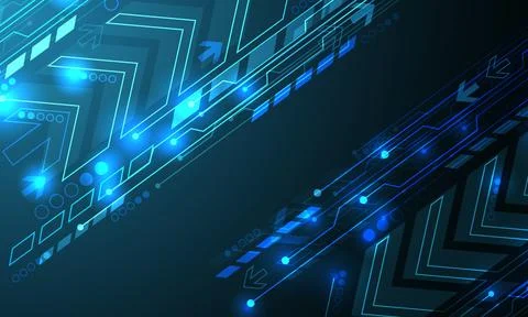 Abstract technology blue arrow circuit cyber direction geometric power digital Stock Illustration