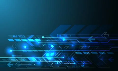 Abstract technology blue arrow circuit cyber direction geometric power digital Stock Illustration