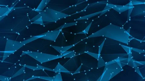 Abstract technology blue dots and connected line wave background. Plexus wa.. Stock Illustration