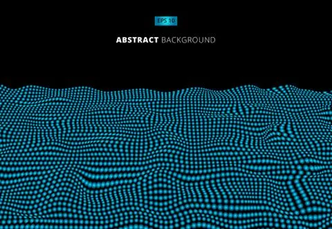 Abstract technology blue dots wave, Wavy stripes pattern, Rough surface, Vect Stock Illustration