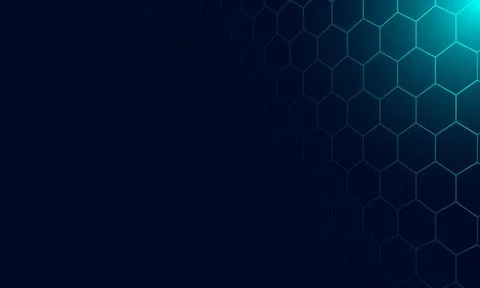 Abstract technology with blue hexagonal line background. Stock Illustration