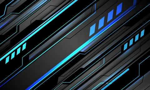 Abstract technology blue light black circuit cyber futuristic grey metallic Stock Illustration