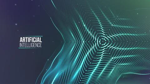 Abstract technology with blue neon wireframes Stock-Illustration