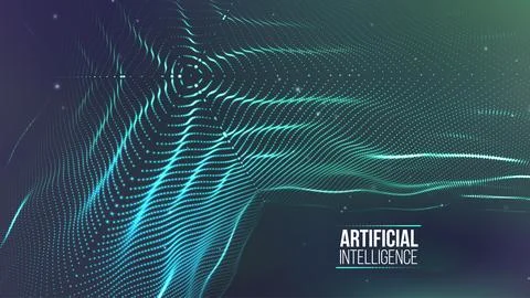 Abstract technology with blue neon wireframes Stock-Illustration