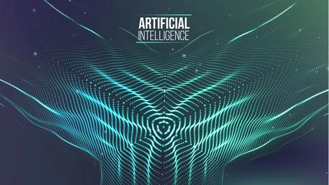 Abstract technology with blue neon wireframes Stock Illustration