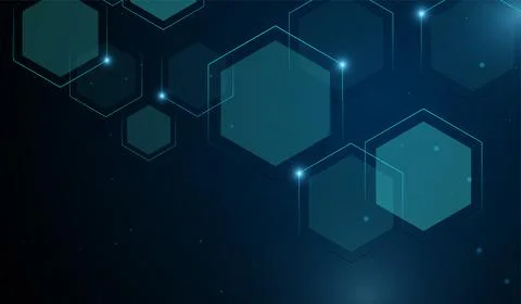 The Abstract Technology blue Polygons lins with light effects glow on black.. Stock Illustration