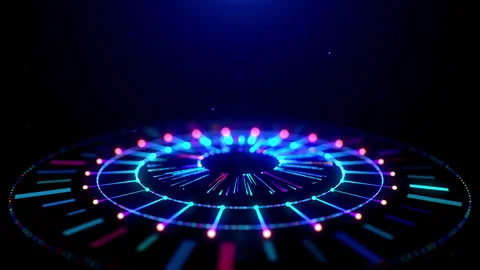 Abstract Technology Blue Shiny Concentric Circles  Digital UI Elements Rotating Stock Footage 269463881