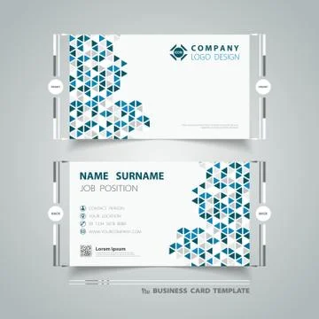 Abstract technology blue triangles pattern design business card template. Stock Illustration