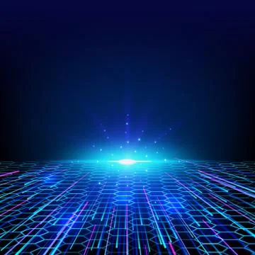 Abstract technology blue wire network futuristic wireframe data visualisation Stock Illustration