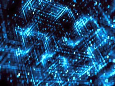 Abstract technology blur with cubes - digitally generated image Stock Illustration