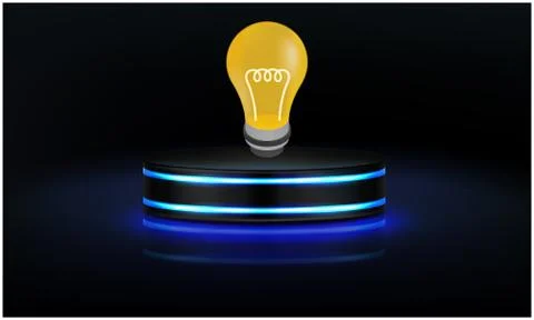 Abstract technology bulb on digital podium stand Illustrazione stock