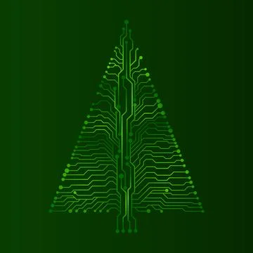 Abstract technology Christmas tree, circuit board, vector illustration 스톡 일러스트