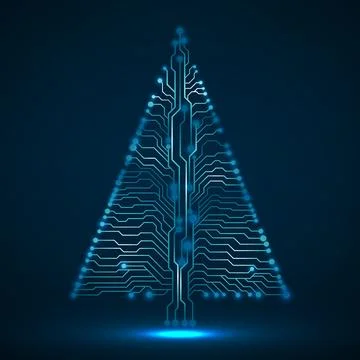 Abstract technology Christmas tree, circuit board, vector illustration 库存插图
