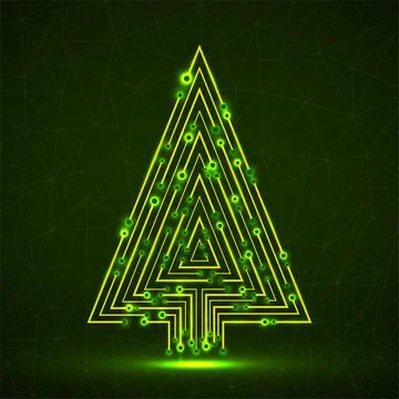 Abstract technology Christmas tree made from circuit board Stock Illustration