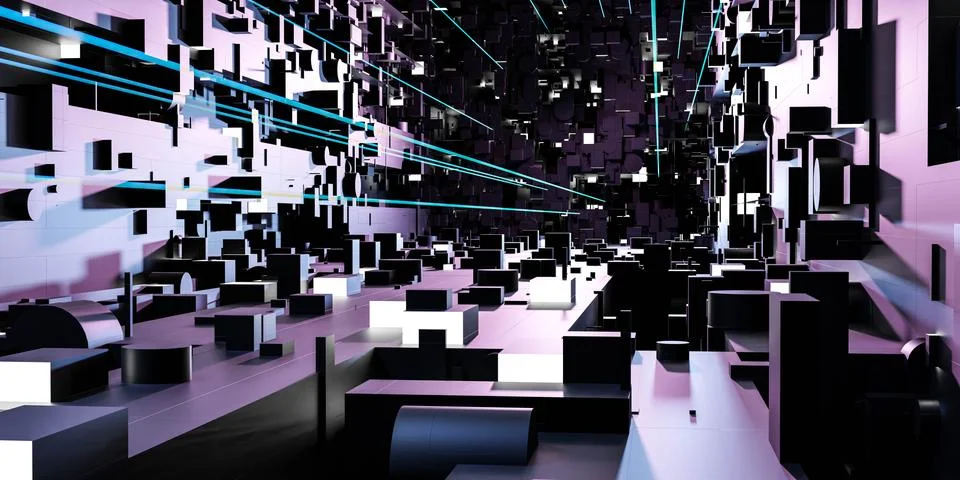 Abstract technology ciomputer science surface with computer hardware design 3d Stock Illustration