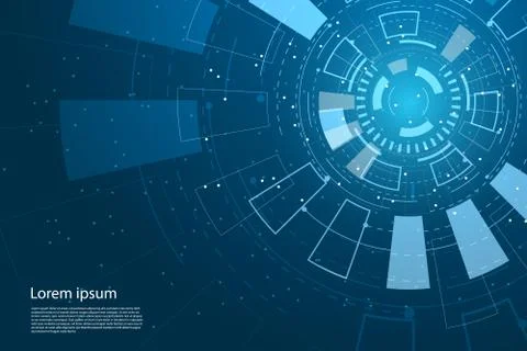 Abstract technology circle and future Interface technology on hi tech Illustrazione stock
