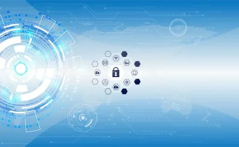 Abstract technology circle digital cyber security privacy icon information ne 스톡 일러스트