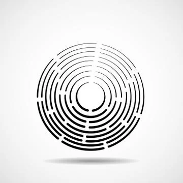 Abstract technology circles, geometric logo with lines, vector Stock Illustration