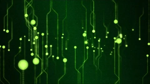Abstract Technology Circuit Background Animation - Loop Green Stock Footage 68011446